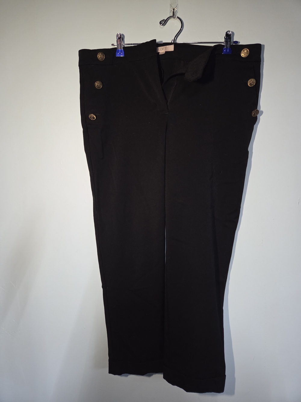 LOFT Black Dress Pants with Gold Buttons